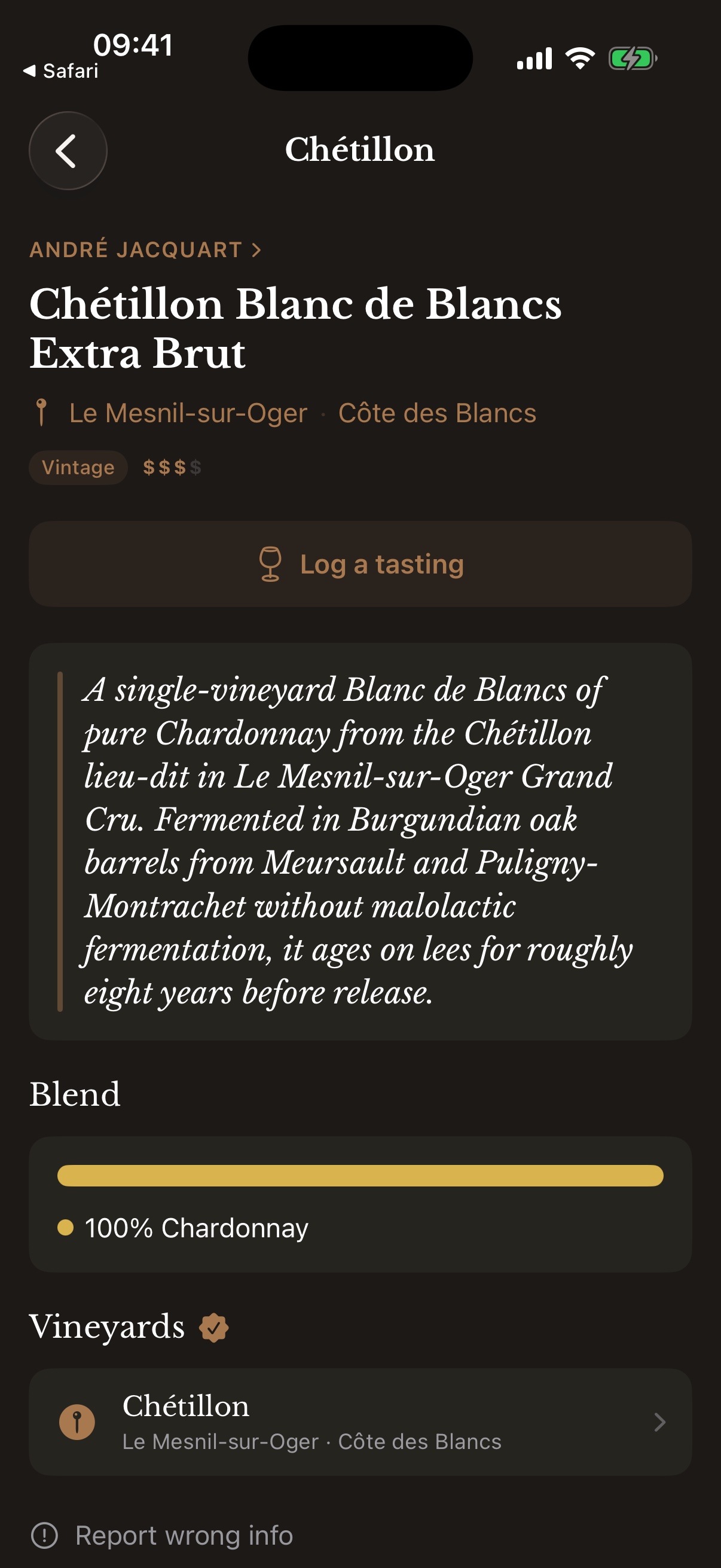 A bottling's detail with its grape blend